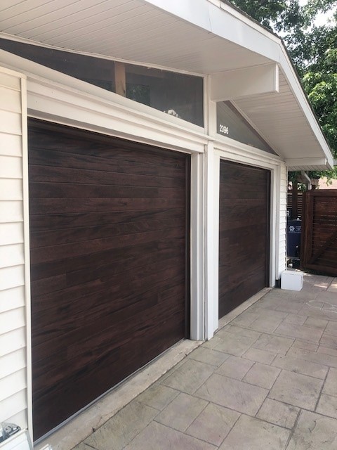 Dark woodgrain flush doors