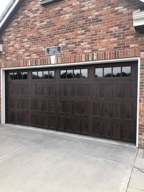 Dark wood-look carriage-house door